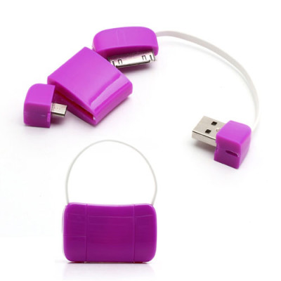 Други USB кабели Дата кабел USB тип чанта micro USB/Iphone 4/4s лилав